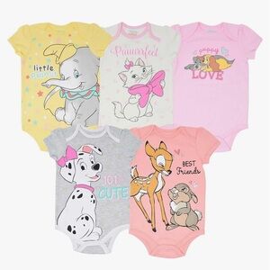 Disney Girls Short Sleeve Bodysuits - set of 5
